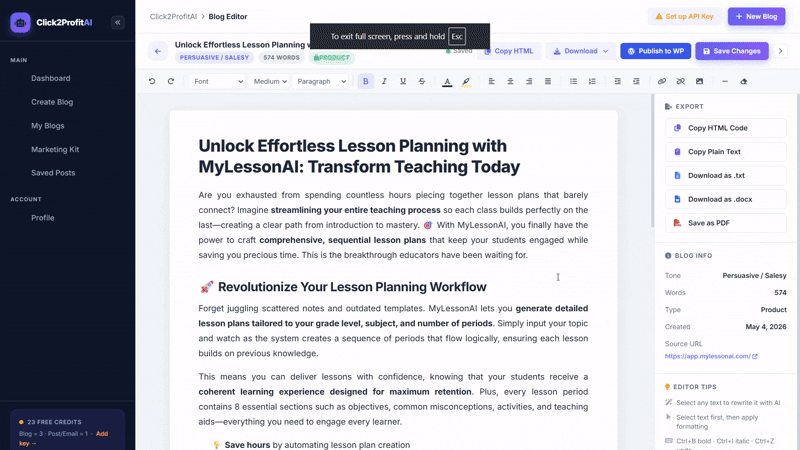Edit and refine content